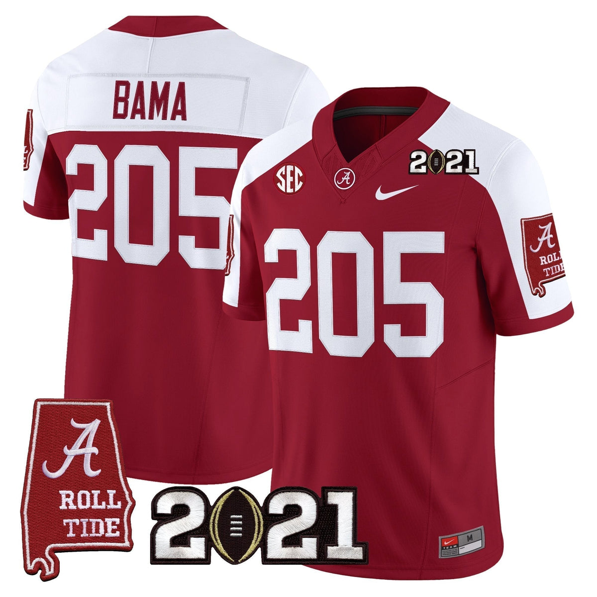Men's Alabama Crimson Tide '2021 CFP National Championship' Vapor Limited Jersey - Alabama Map - All Stitched