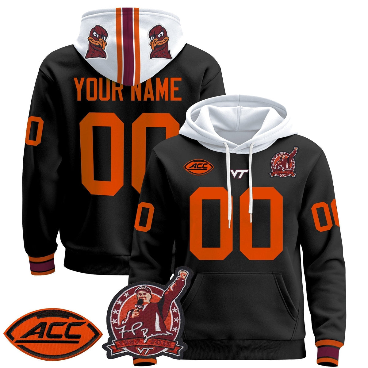 Virginia Tech Hokies 2025 'Coach Frank Beamer Patch' Premium Custom Pullover Hoodie