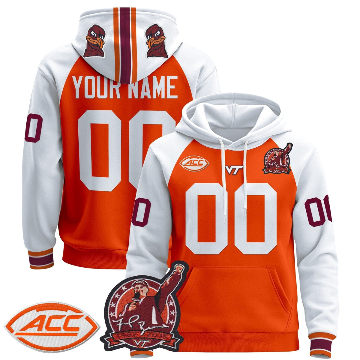 Virginia Tech Hokies 2025 'Coach Frank Beamer Patch' Premium Custom Pullover Hoodie