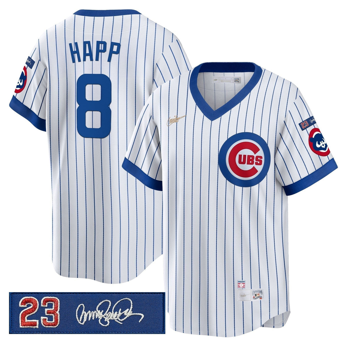Men's Chicago Cubs 'Ryne Sandberg Tribute Patch' Cooperstown Jersey - All Stitched