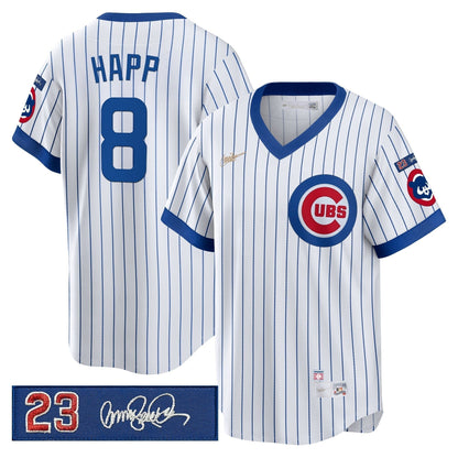 Men's Chicago Cubs 'Ryne Sandberg Tribute Patch' Cooperstown Jersey - All Stitched