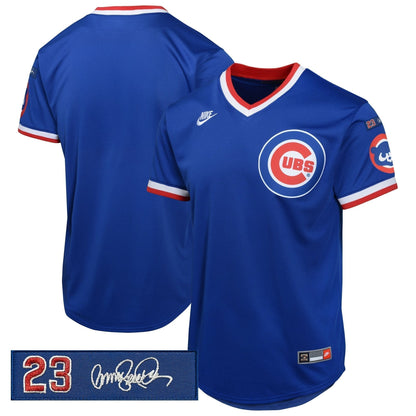 Men's Chicago Cubs 'Ryne Sandberg Tribute Patch' Cooperstown Jersey - All Stitched