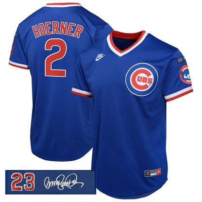 Men's Chicago Cubs 'Ryne Sandberg Tribute Patch' Cooperstown Jersey - All Stitched