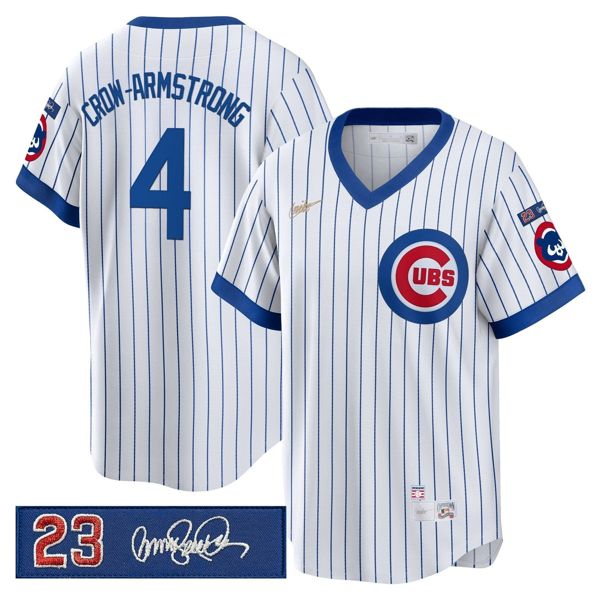 Men's Chicago Cubs 'Ryne Sandberg Tribute Patch' Cooperstown Jersey - All Stitched