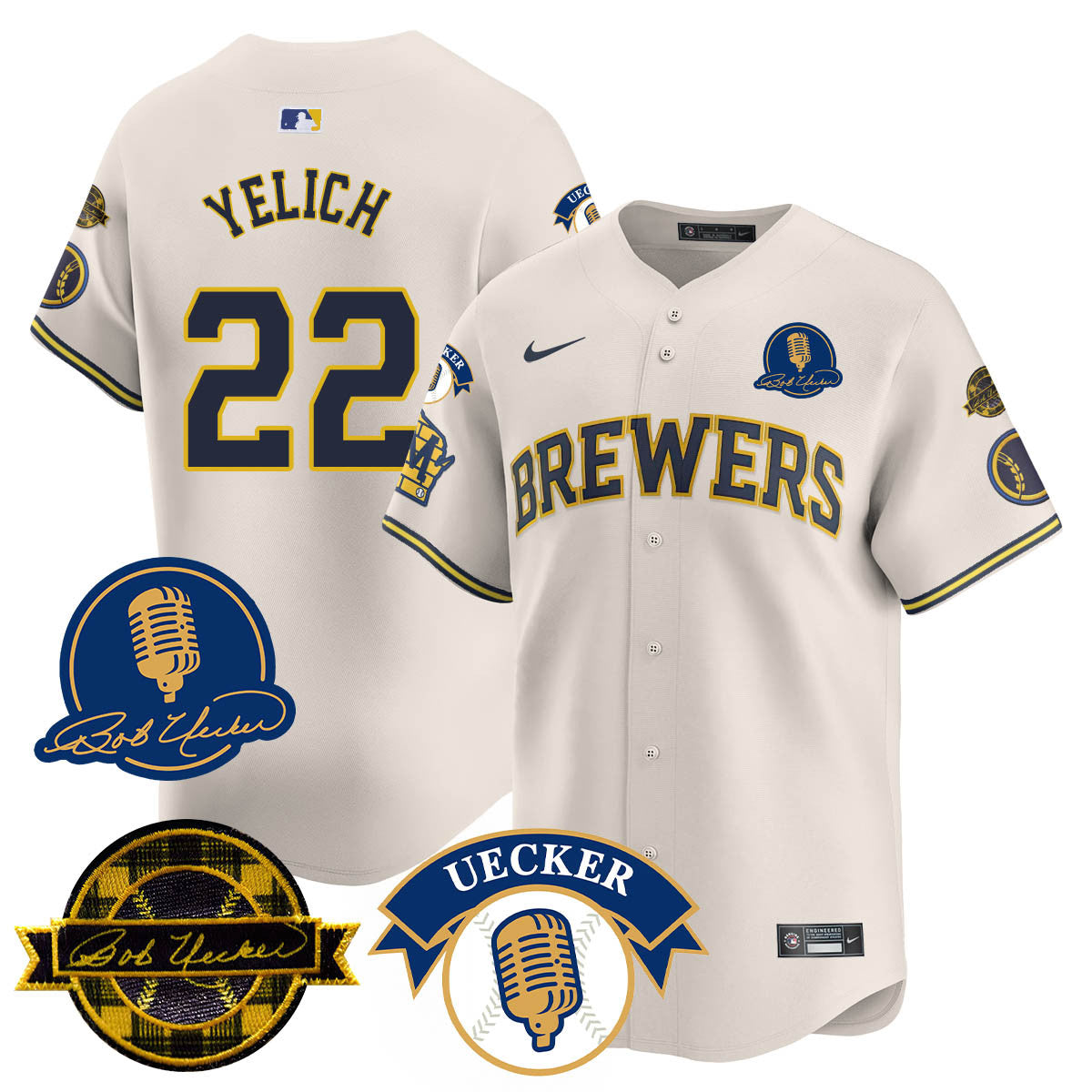 Men's Milwaukee Brewers 2025 Limited Jersey - Bob Uecker Patch - All Stitched