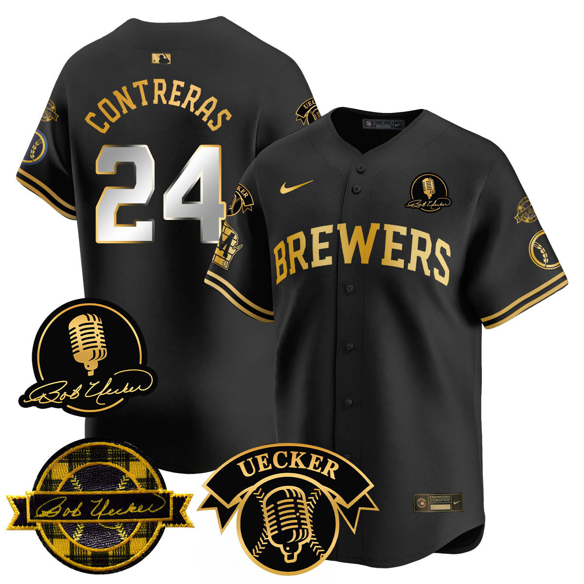 Men's Milwaukee Brewers 2025 Limited Jersey - Bob Uecker Patch - All Stitched