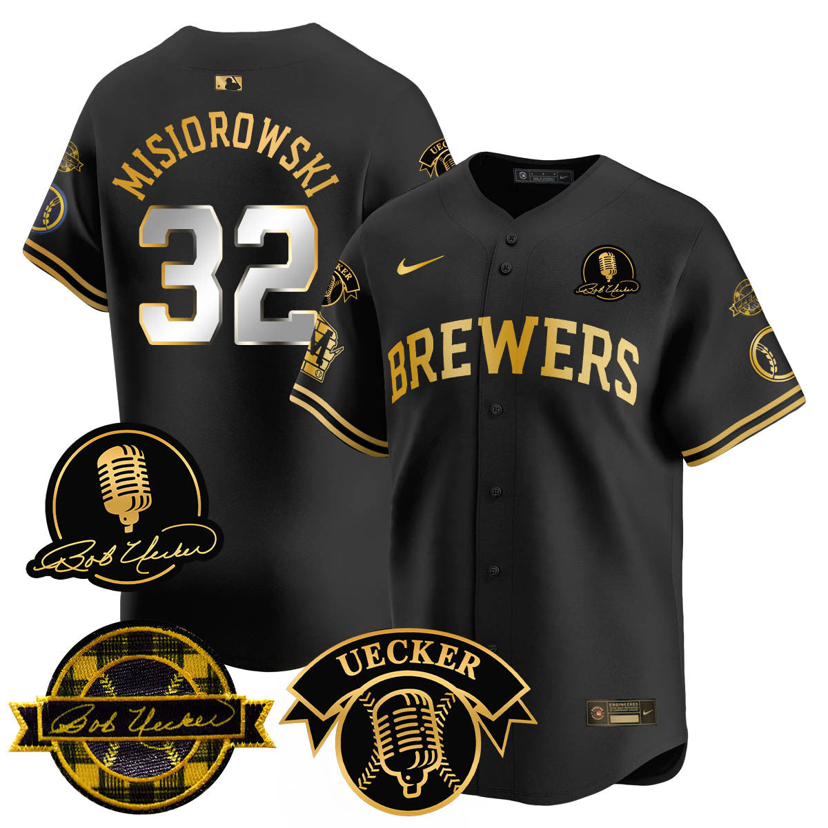 Men's Milwaukee Brewers 2025 Limited Jersey - Bob Uecker Patch - All Stitched