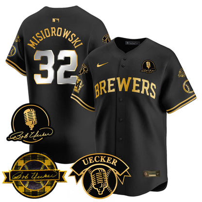 Men's Milwaukee Brewers 2025 Limited Jersey - Bob Uecker Patch - All Stitched