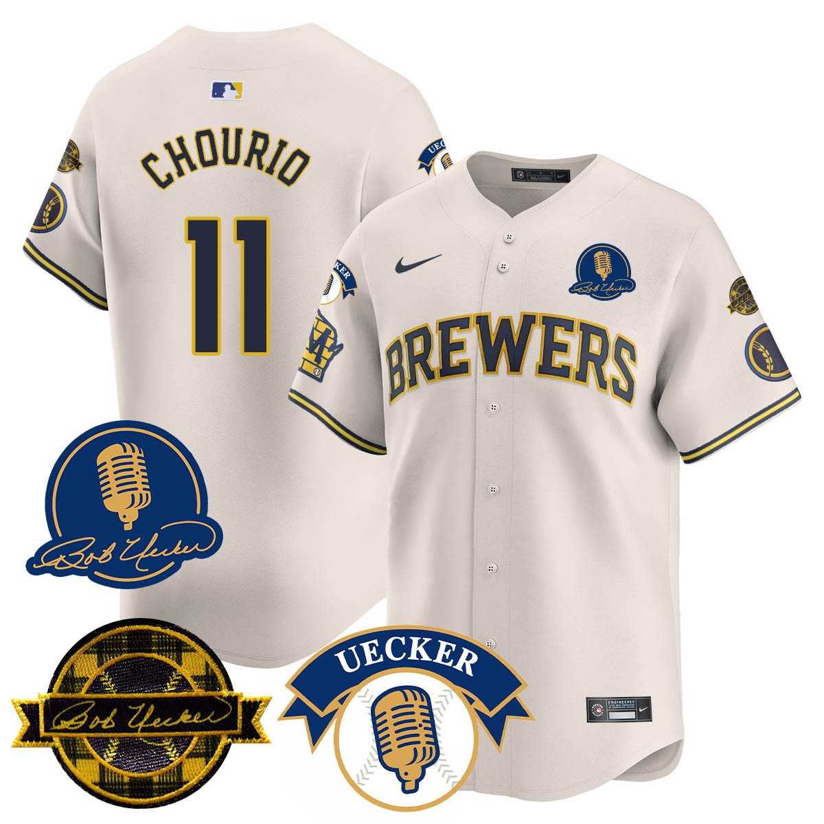 Men's Milwaukee Brewers 2025 Limited Jersey - Bob Uecker Patch - All Stitched