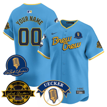 Men's Milwaukee Brewers 2025 Limited Jersey - Bob Uecker Patch - All Stitched