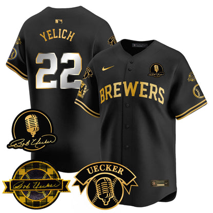 Men's Milwaukee Brewers 2025 Limited Jersey - Bob Uecker Patch - All Stitched