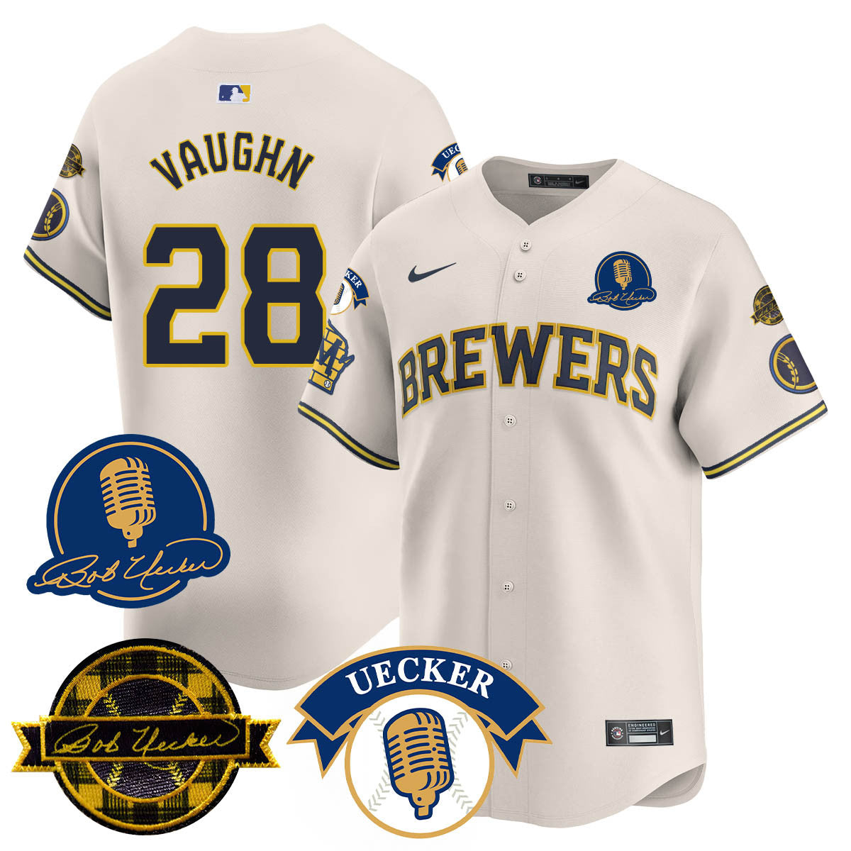 Men's Milwaukee Brewers 2025 Limited Jersey - Bob Uecker Patch - All Stitched