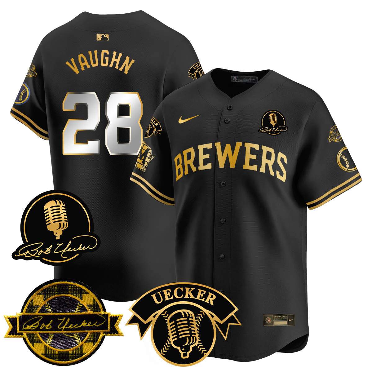 Men's Milwaukee Brewers 2025 Limited Jersey - Bob Uecker Patch - All Stitched
