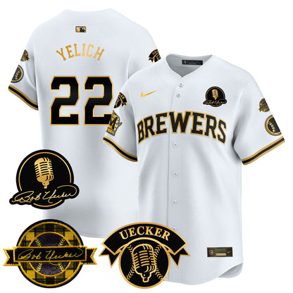 Men's Milwaukee Brewers 2025 Limited Jersey - Bob Uecker Patch - All Stitched