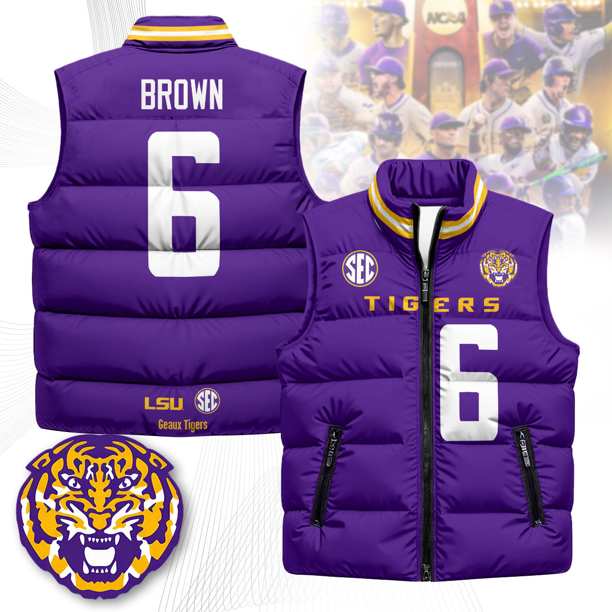 LSU Tigers Unisex Puffer Vest