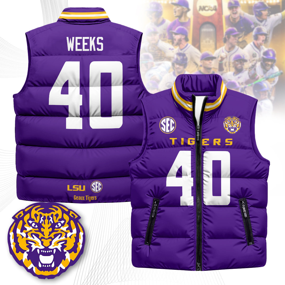 LSU Tigers Unisex Puffer Vest