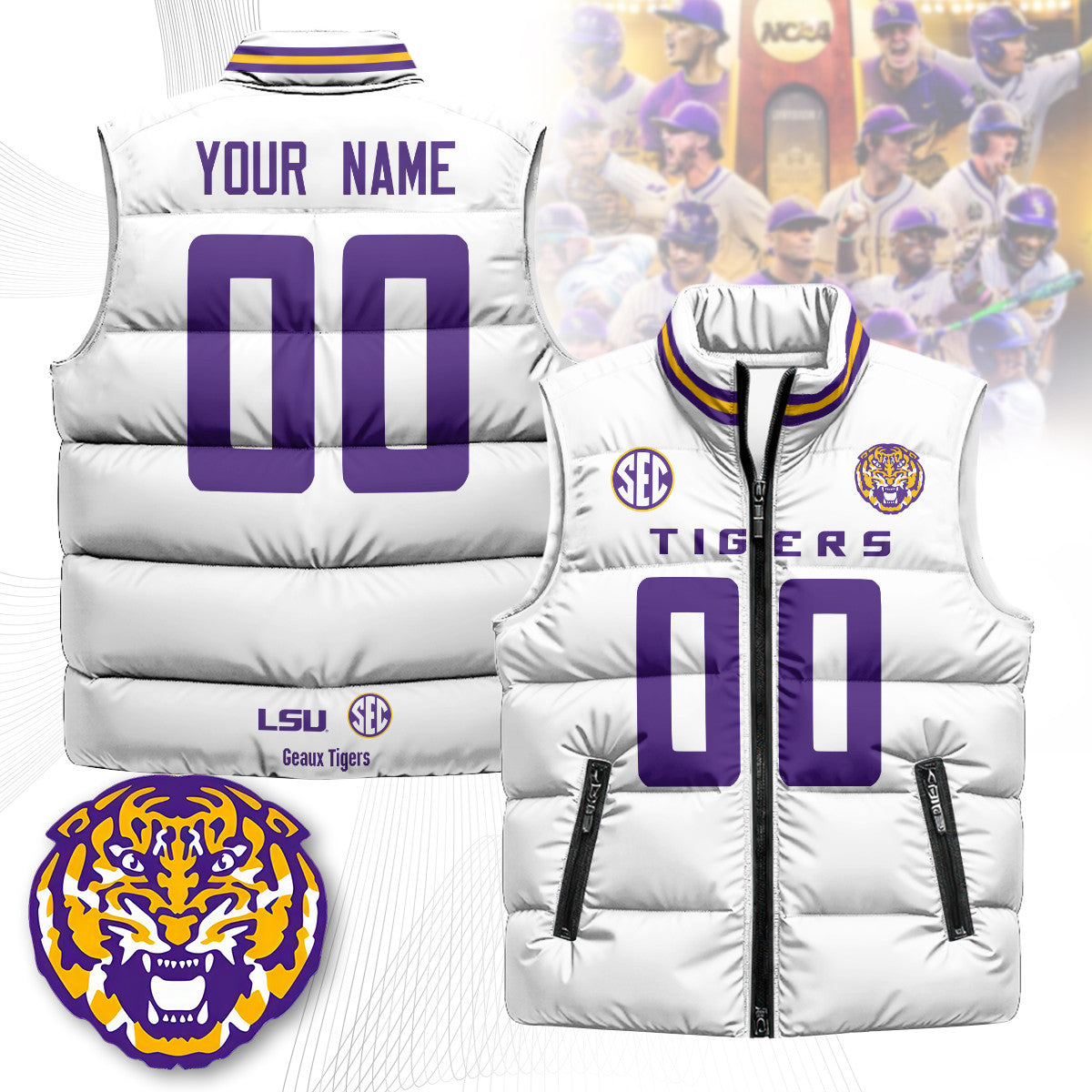 LSU Tigers Unisex Puffer Vest