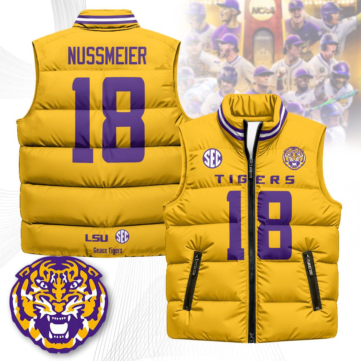 LSU Tigers Unisex Puffer Vest