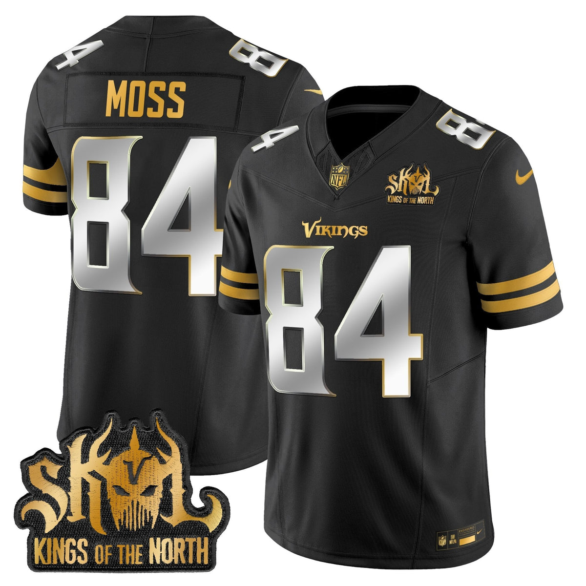 Men's Minnesota Vikings 2025 Gold Vapor Limited Jersey - Kings Of The North Patch - All Stitched
