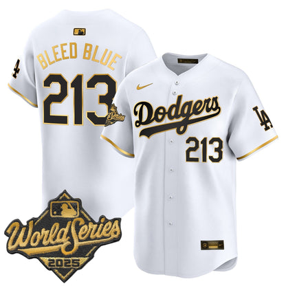Men's Dodgers 2025 World Series Gold Trim Vapor Premier Limited Jersey - All Stitched