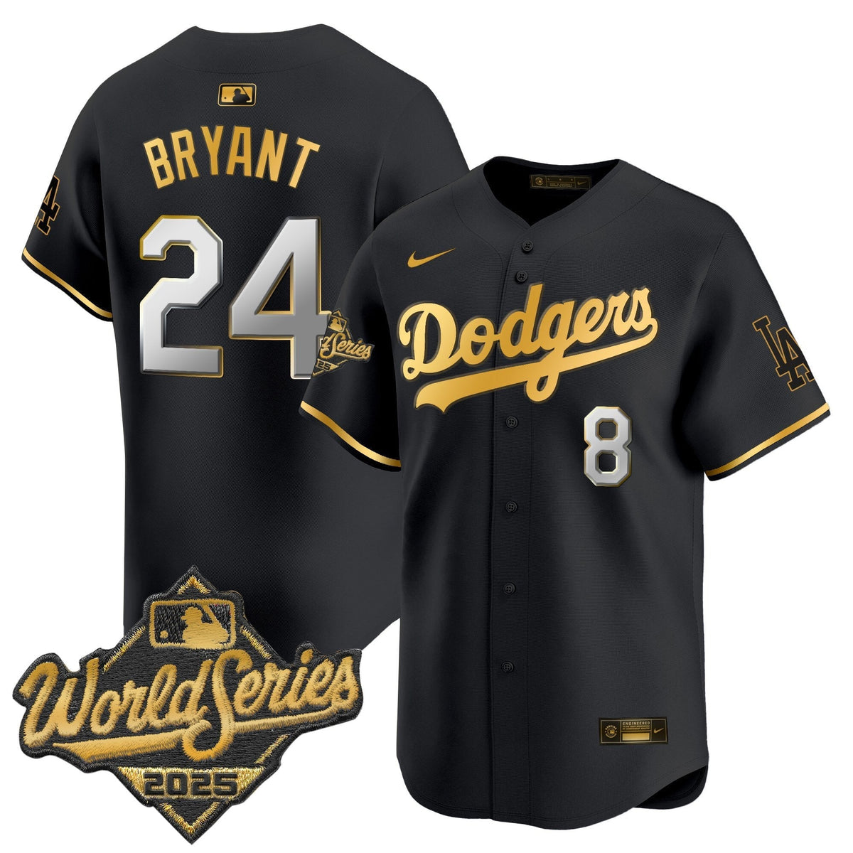 Men's Dodgers 2025 World Series Gold Trim Vapor Premier Limited Jersey - All Stitched