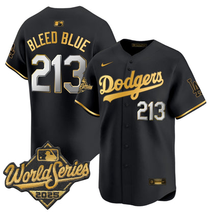 Men's Dodgers 2025 World Series Gold Trim Vapor Premier Limited Jersey - All Stitched