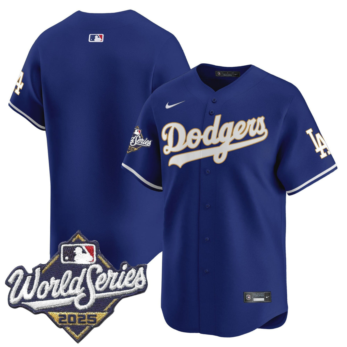 Men's Dodgers 2025 World Series Gold Trim Vapor Premier Limited Jersey - All Stitched
