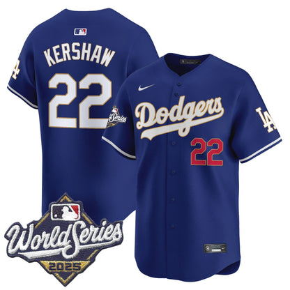 Men's Dodgers 2025 World Series Gold Trim Vapor Premier Limited Jersey - All Stitched