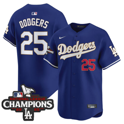 Men's Dodgers 2025 National League Champions Vapor Premier Limited Jersey - All Stitched