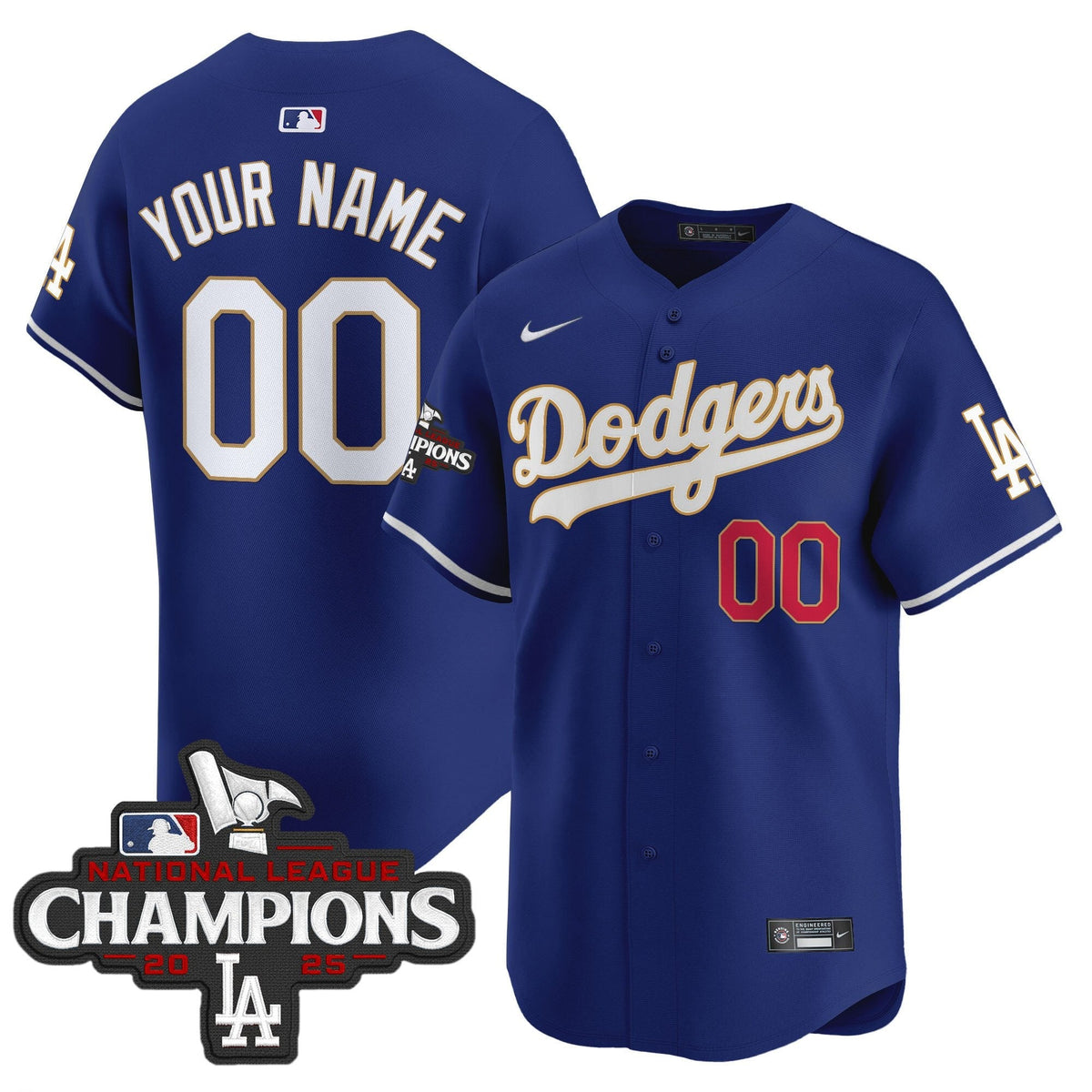 Dodgers 2025 National League Champions Vapor Premier Limited Custom Jersey - All Stitched
