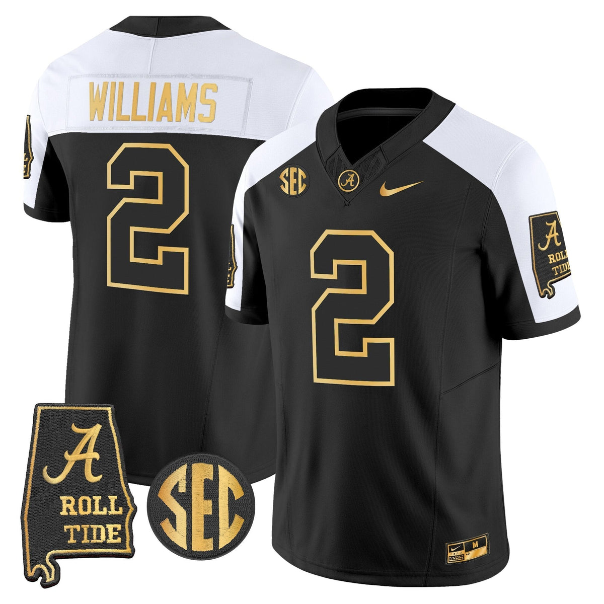 Men's Alabama Crimson Tide 2025 Gold Vapor Limited Jersey - Alabama Map - All Stitched