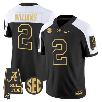 Men's Alabama Crimson Tide 2025 Gold Vapor Limited Jersey - Alabama Map - All Stitched