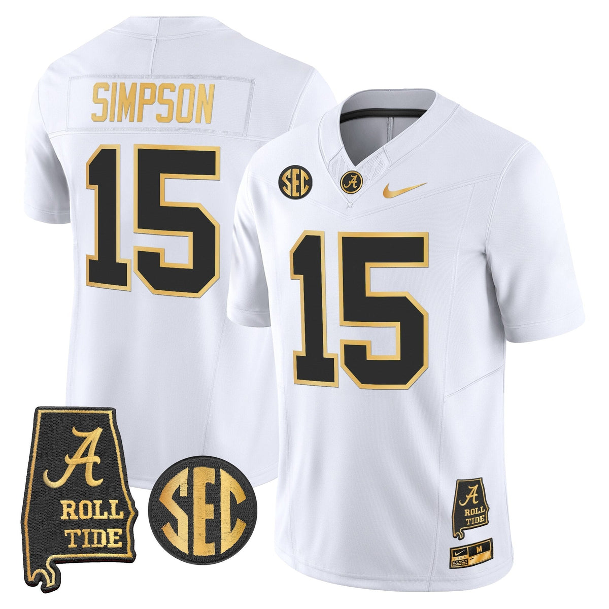 Men's Alabama Crimson Tide 2025 Gold Vapor Limited Jersey - Alabama Map - All Stitched