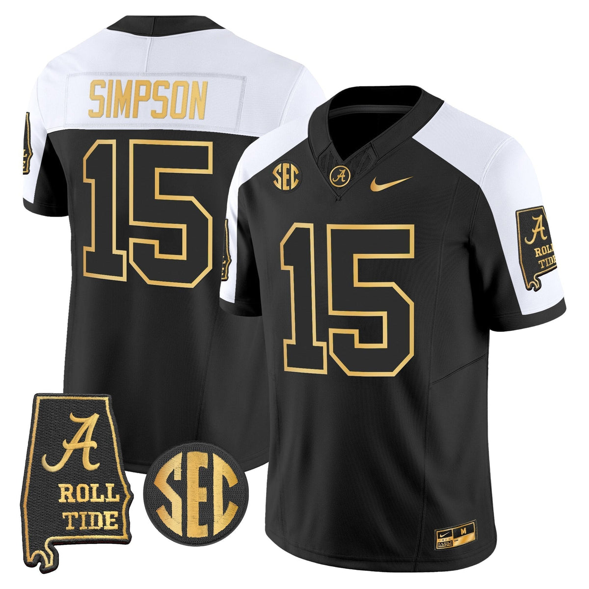 Men's Alabama Crimson Tide 2025 Gold Vapor Limited Jersey - Alabama Map - All Stitched