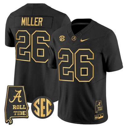 Men's Alabama Crimson Tide 2025 Gold Vapor Limited Jersey - Alabama Map - All Stitched