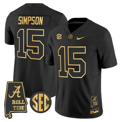 Men's Alabama Crimson Tide 2025 Gold Vapor Limited Jersey - Alabama Map - All Stitched