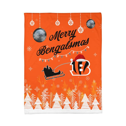 Cincinnati Bengals | Premium Christmas Fleece Blanket & Throw Pillow Combo MM