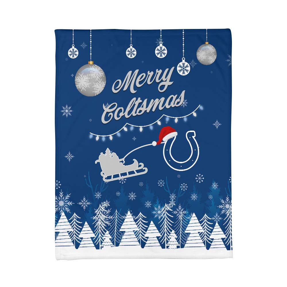 Indianapolis Colts | Premium Christmas Fleece Blanket & Throw Pillow Combo MM