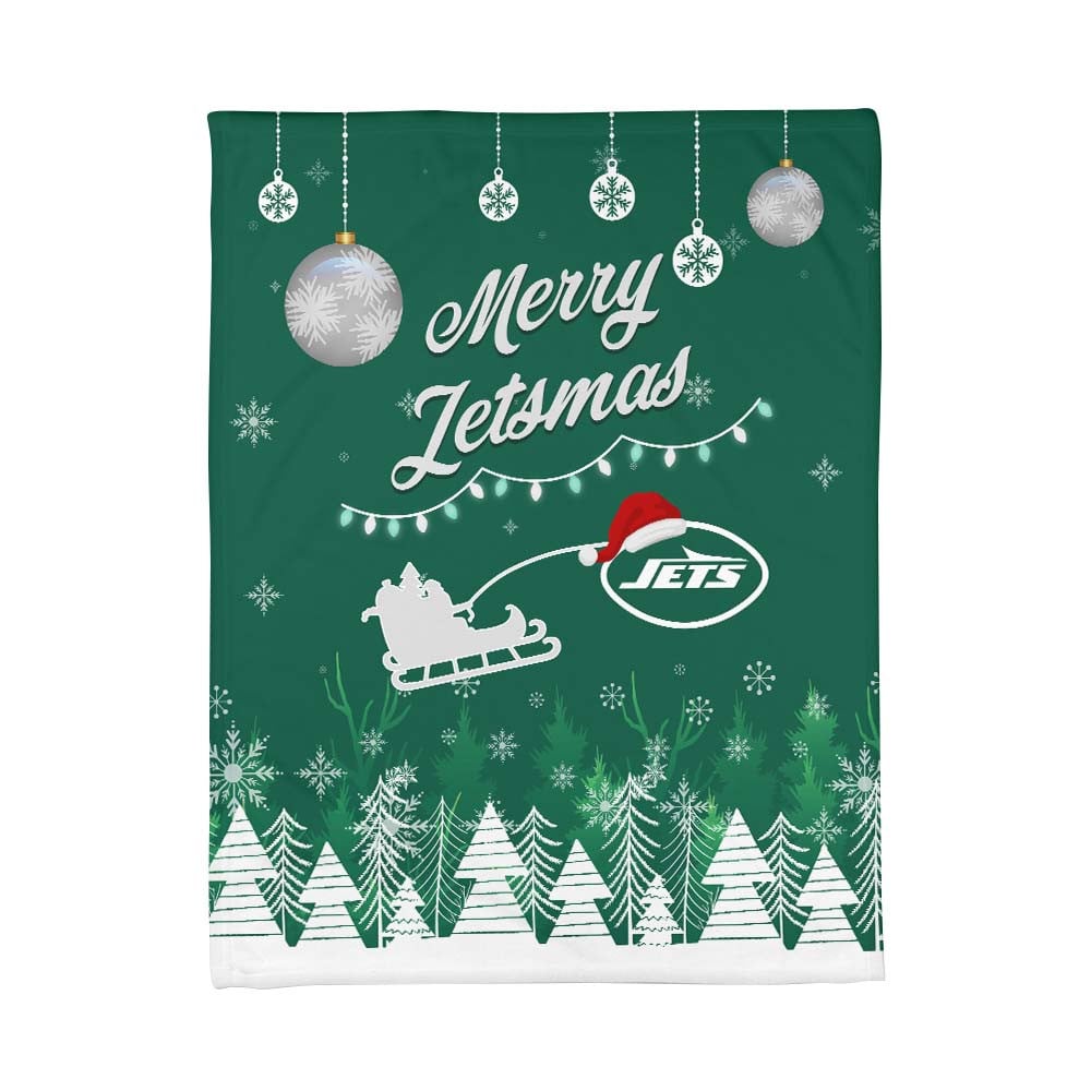 New York Jets | Premium Christmas Fleece Blanket & Throw Pillow Combo MM