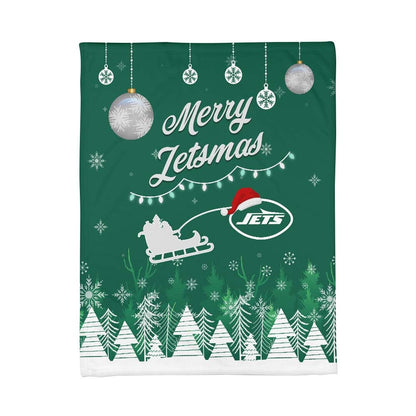 New York Jets | Premium Christmas Fleece Blanket & Throw Pillow Combo MM