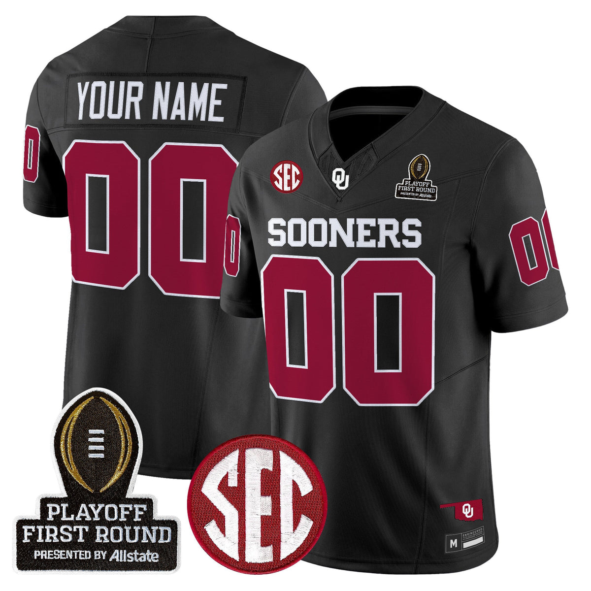 Oklahoma Sooners 2025 Playoff First Round Vapor Limited Custom Jersey - All Stitched