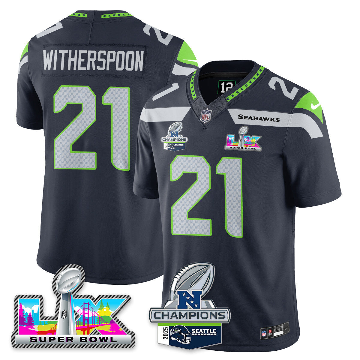 SEA 2025 NFC Champions Vapor Limited Jersey V2 - All Stitched