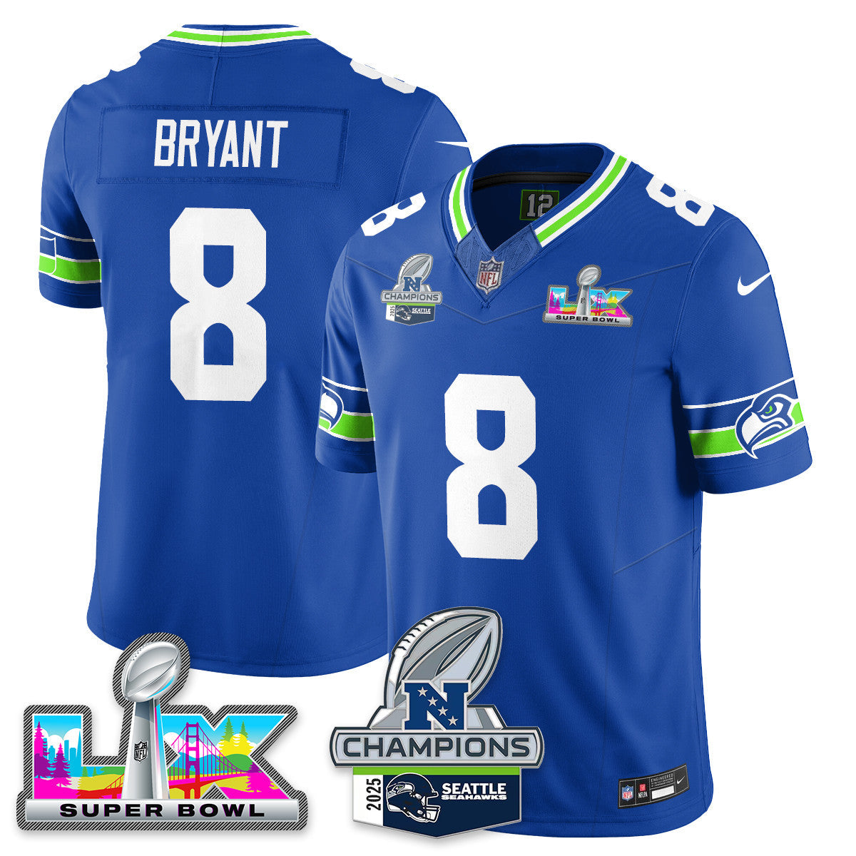 SEA 2025 NFC Champions Vapor Limited Jersey V2 - All Stitched