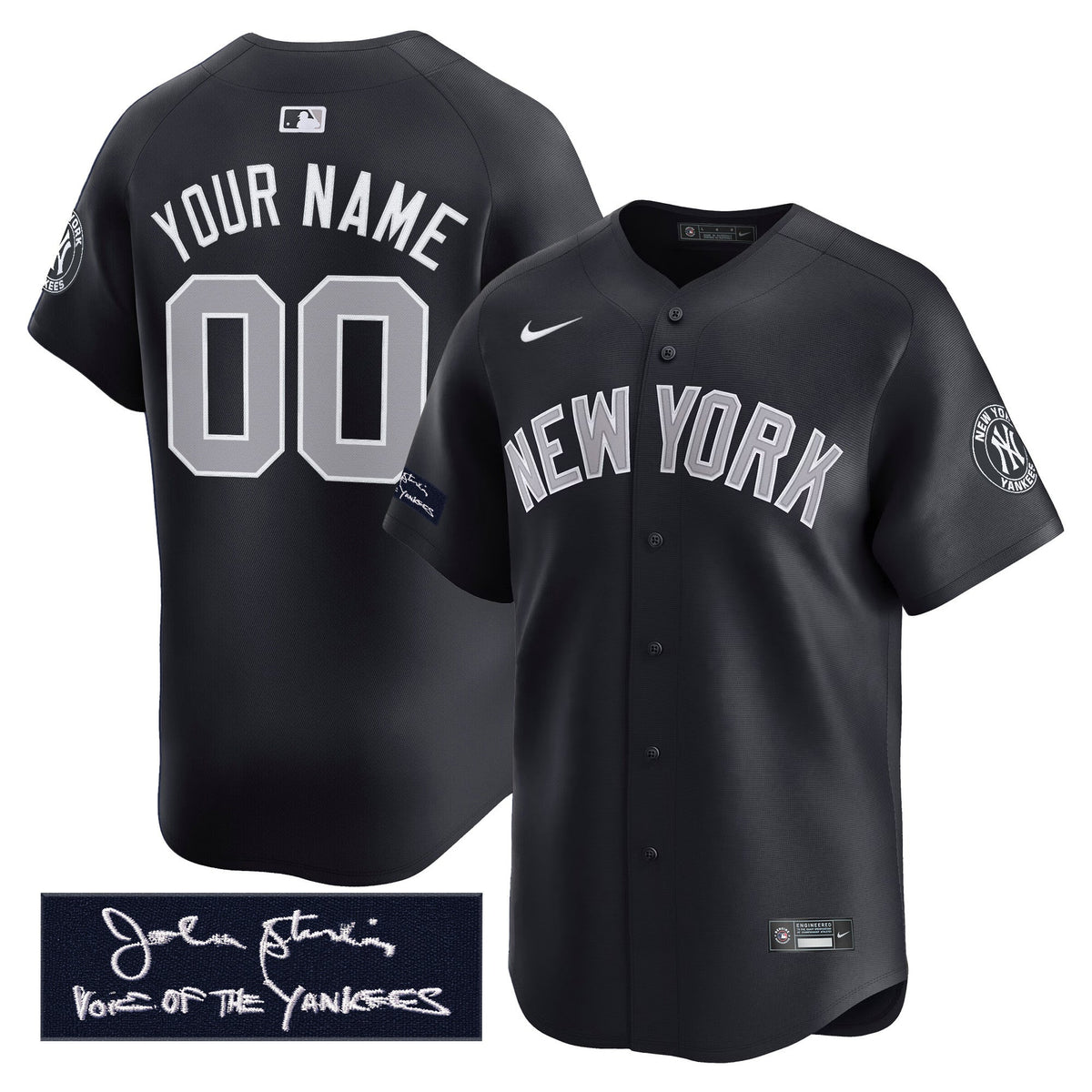 New York Yankees John Sterling "The Voice of the Yankees" Tribute Patch Vapor Premier Limited Custom Jersey - Stitched