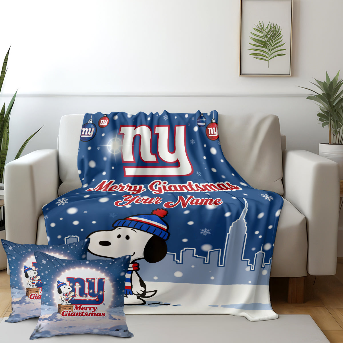 NYG x SNP | Premium Christmas Fleece Blanket & Throw Pillow