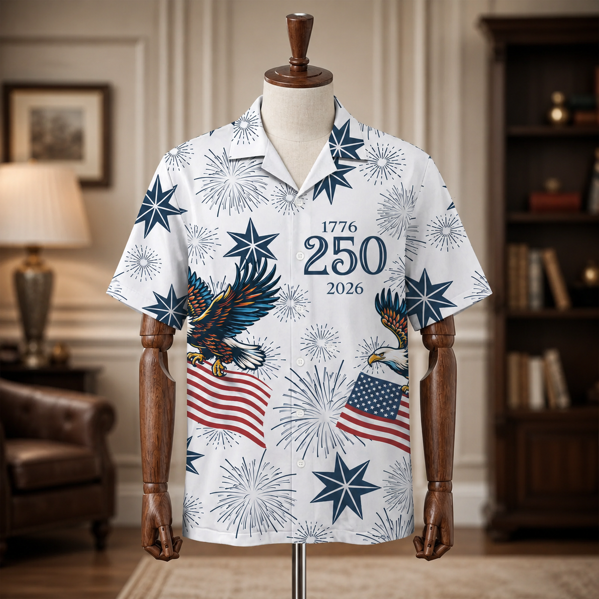 250 Years of Freedom 1776 - 2026 Eagle Patriotic Hawaiian Shirt