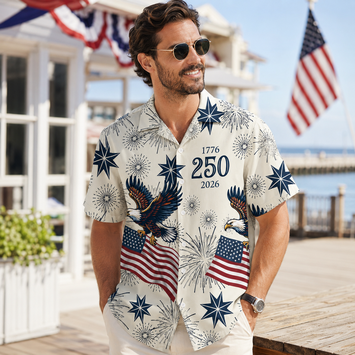 250 Years of Freedom 1776 - 2026 Eagle Patriotic Hawaiian Shirt