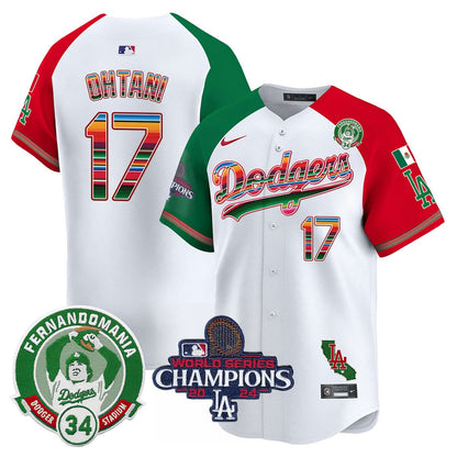 LAD Mexico 2024 World Series Champions Patch Jersey - Stitched
