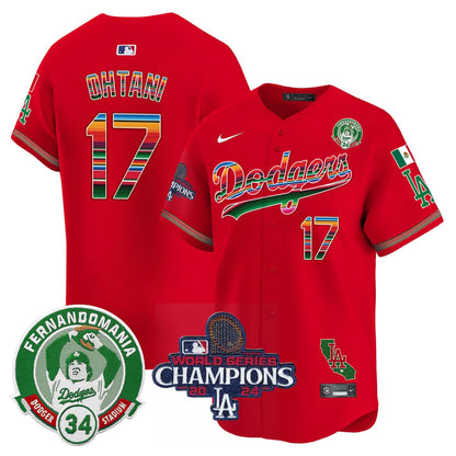 LAD Mexico 2024 World Series Champions Patch Jersey - Stitched