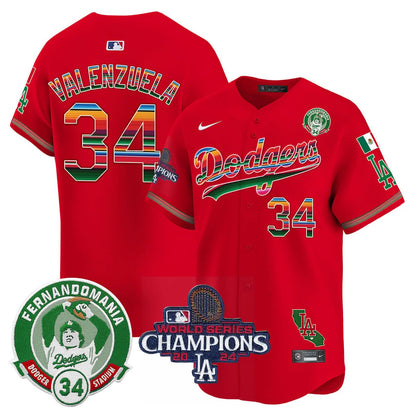 LAD Mexico 2024 World Series Champions Patch Jersey - Stitched
